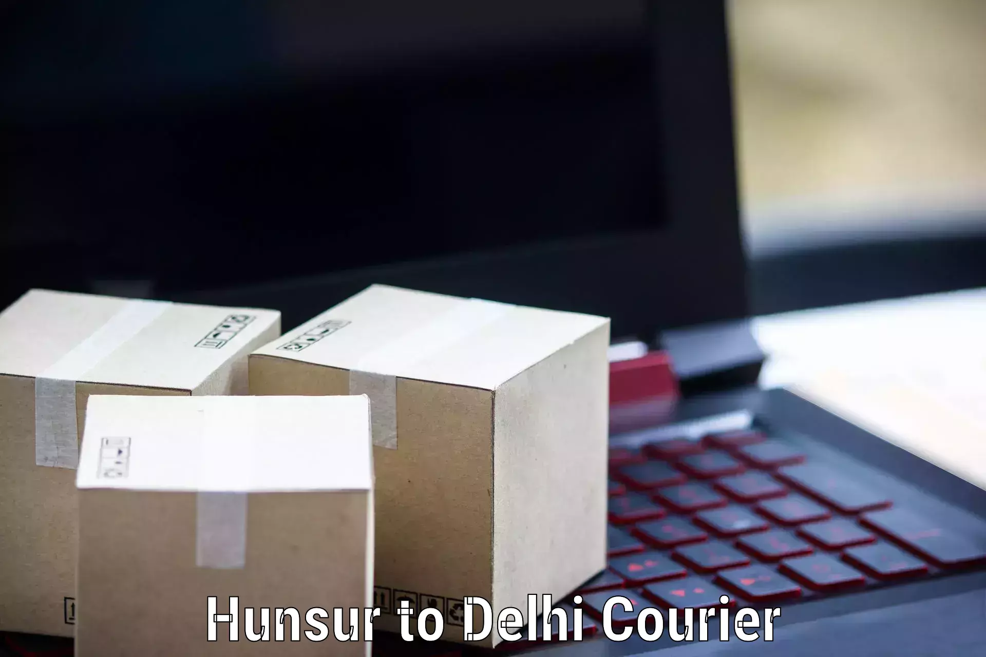 Parcel delivery automation Hunsur to Jawaharlal Nehru University New Delhi