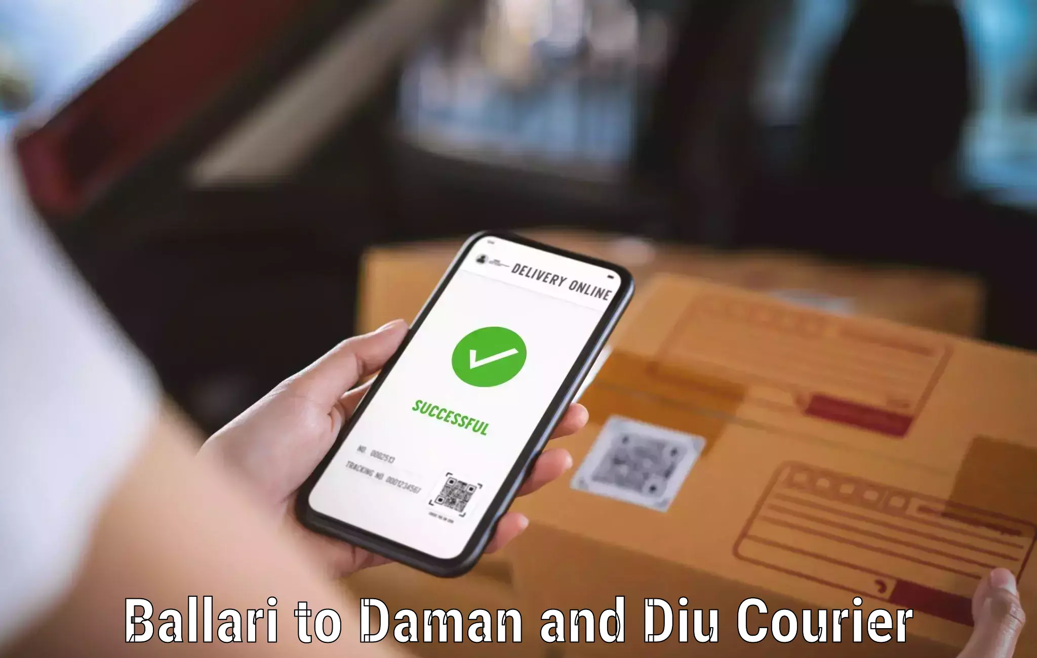 Overnight delivery services Ballari to Daman