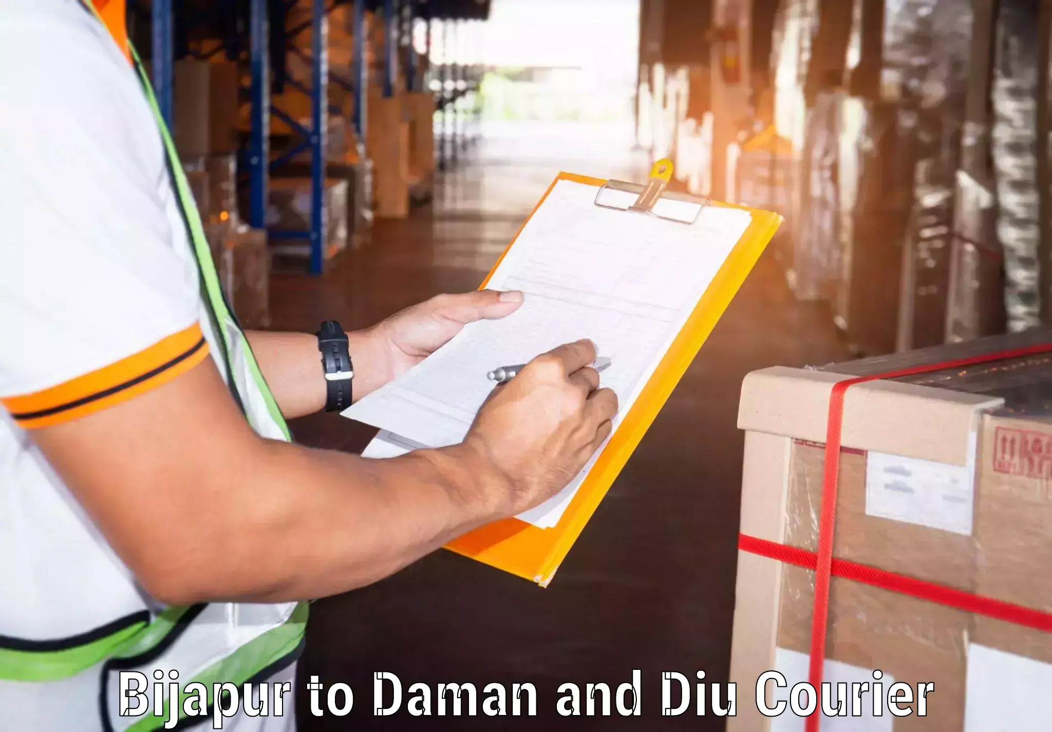 Round-the-clock parcel delivery Bijapur to Daman and Diu