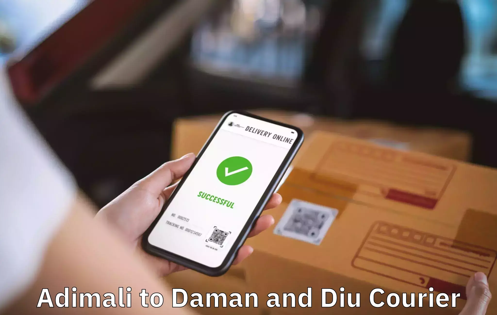 Long-distance household transport Adimali to Daman and Diu