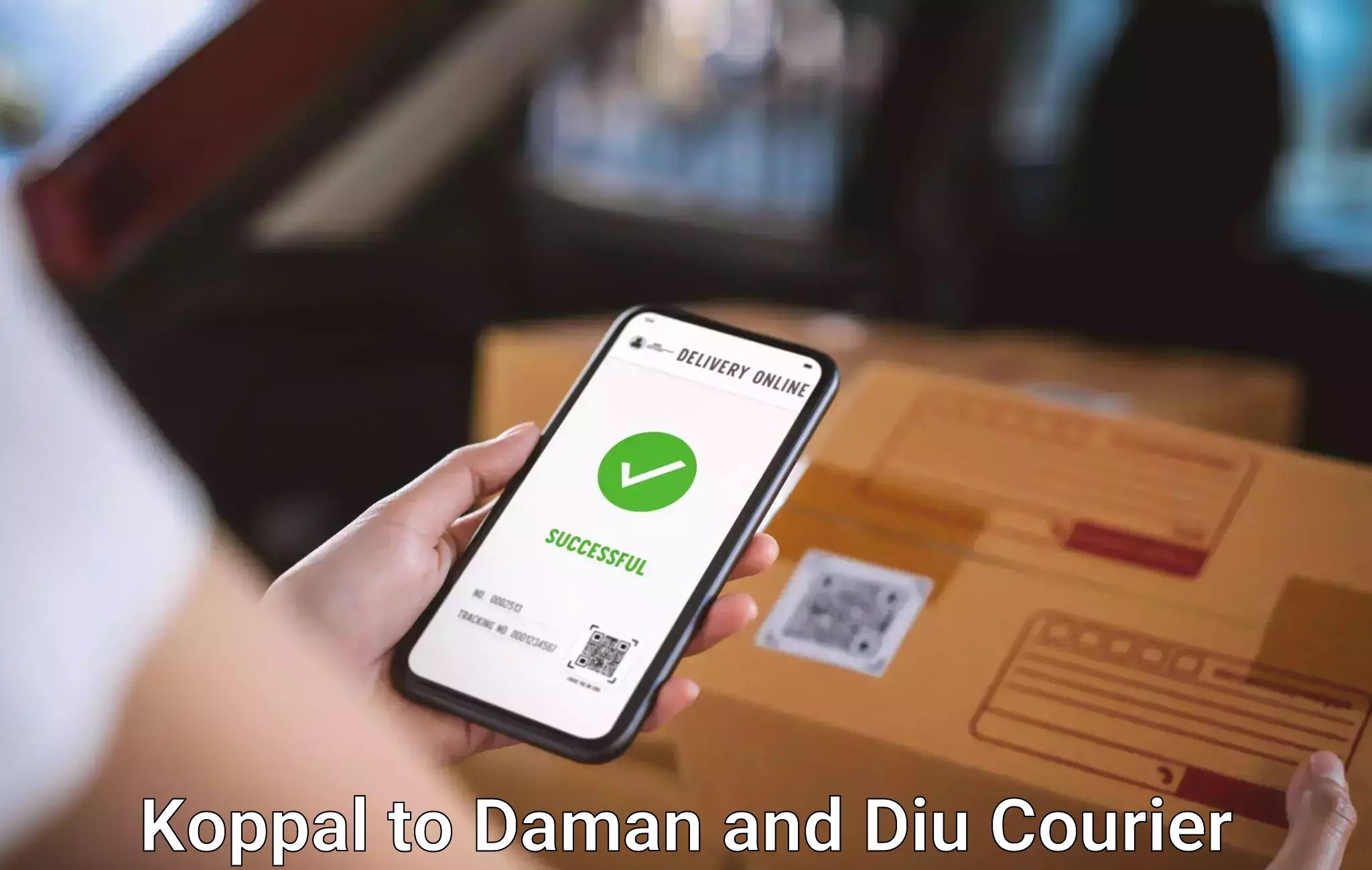 Luggage delivery providers Koppal to Daman and Diu