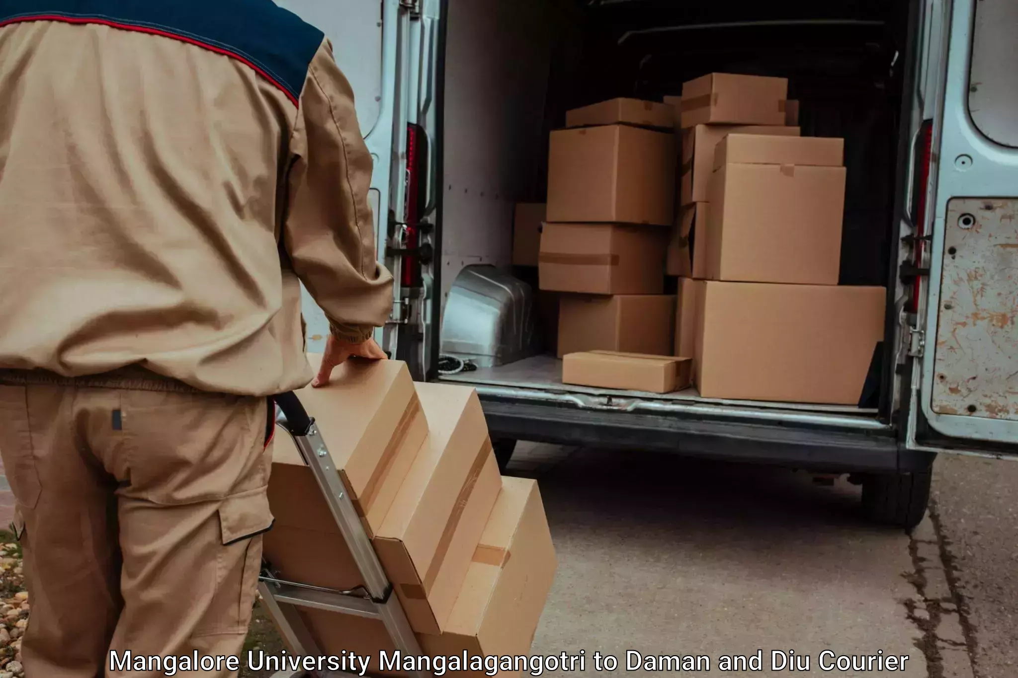 Efficient luggage delivery Mangalore University Mangalagangotri to Diu