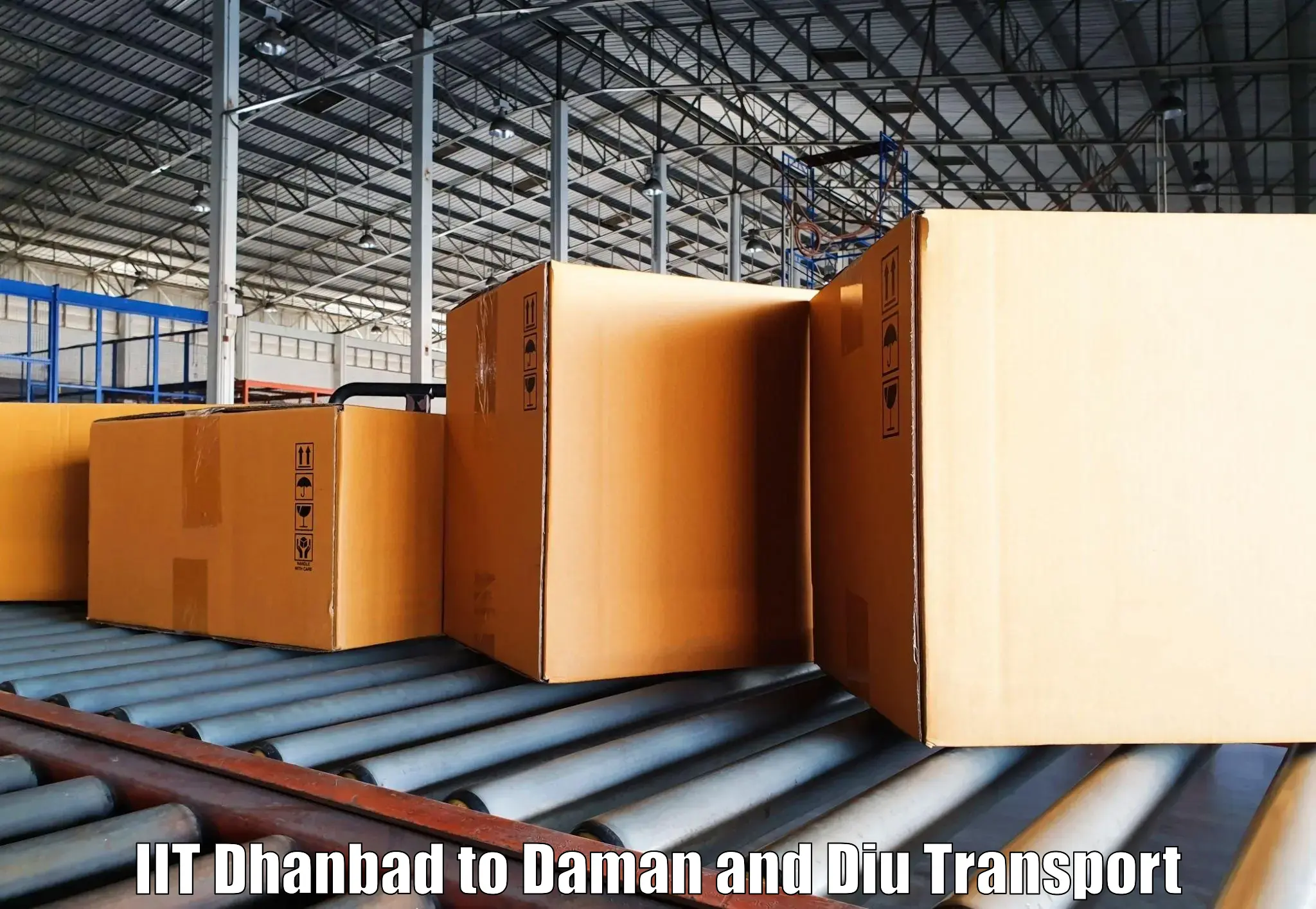 Two wheeler transport services IIT Dhanbad to Diu