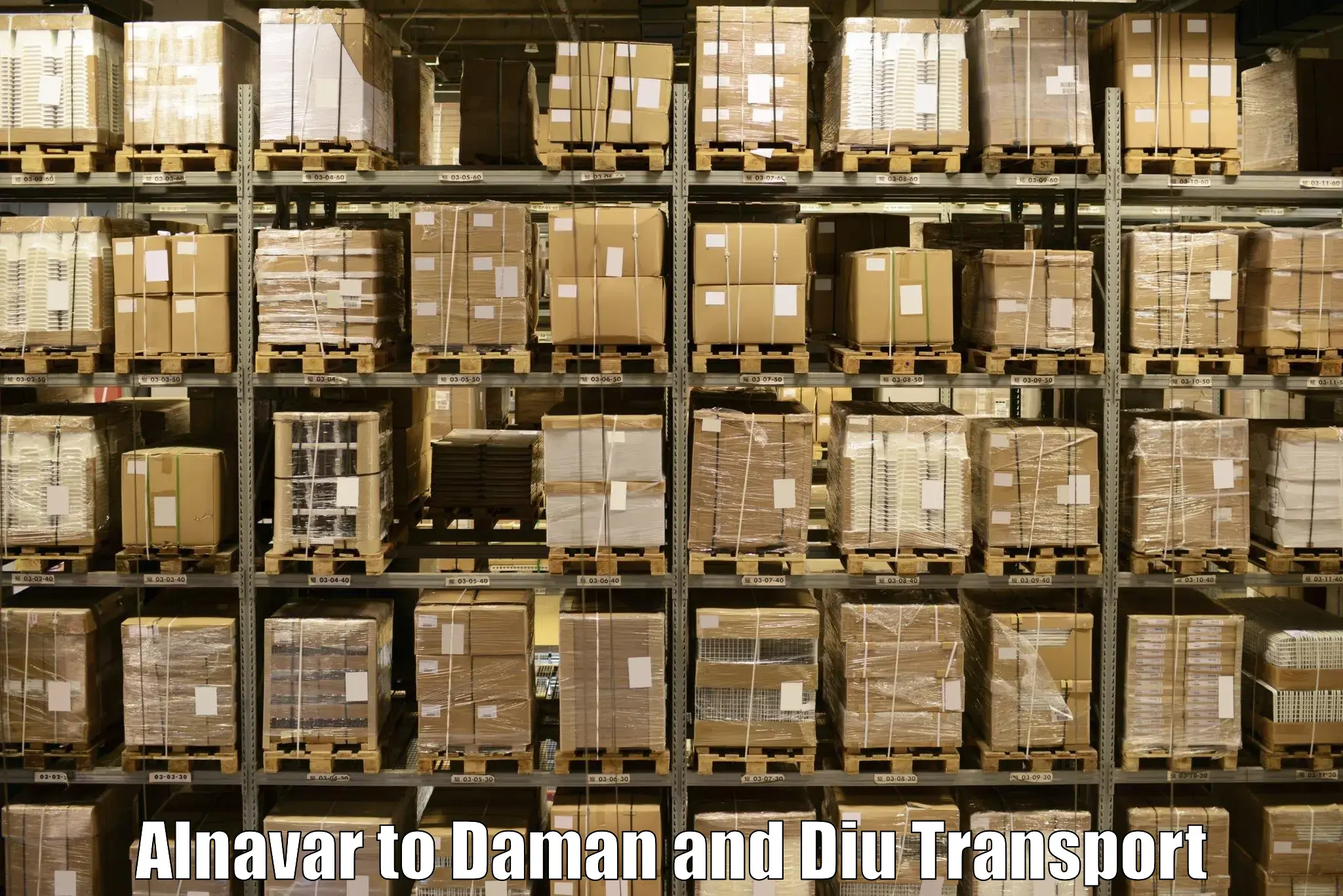 Daily transport service Alnavar to Daman and Diu