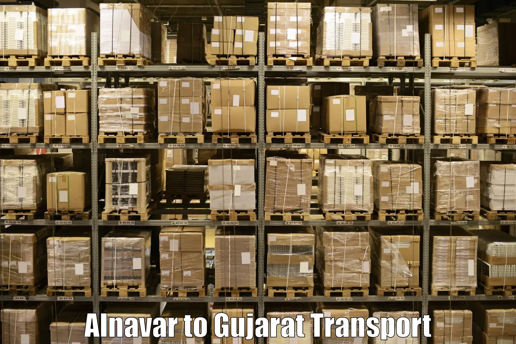 Two wheeler parcel service Alnavar to Gandhinagar