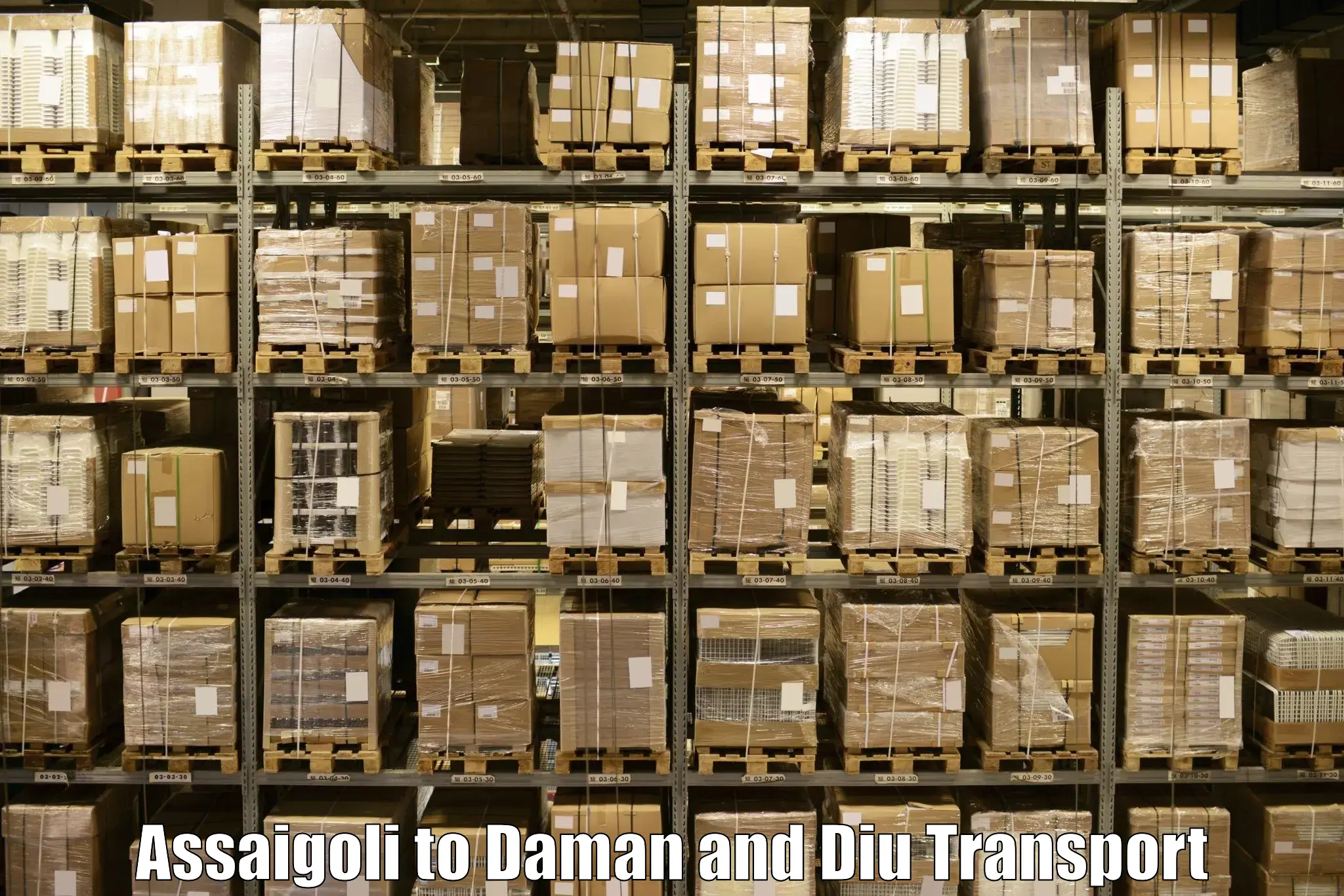 Daily transport service Assaigoli to Daman and Diu
